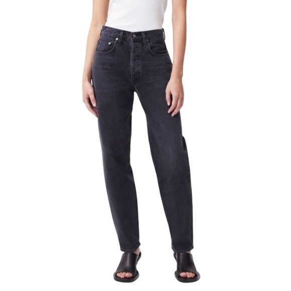 Agolde Tapered Baggy Jean in Washed Black High Rise Button Fly 80s Inspo Size 27 - Picture 1 of 13